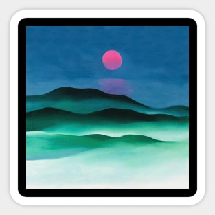 High Resolution Pink Moon Over Water by Georgia O'Keeffe Sticker